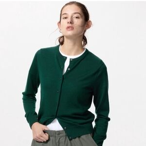 Uniqlo Green Merino Cardigan - Size Medium